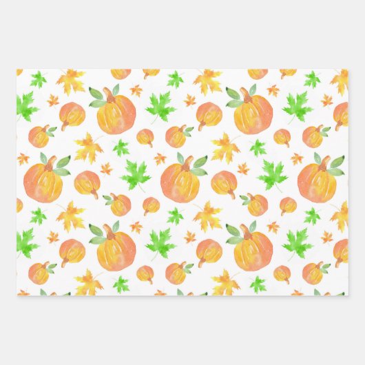 Wasserfarbenkürbis Geschenkpapier Set (Vorderseite 3)