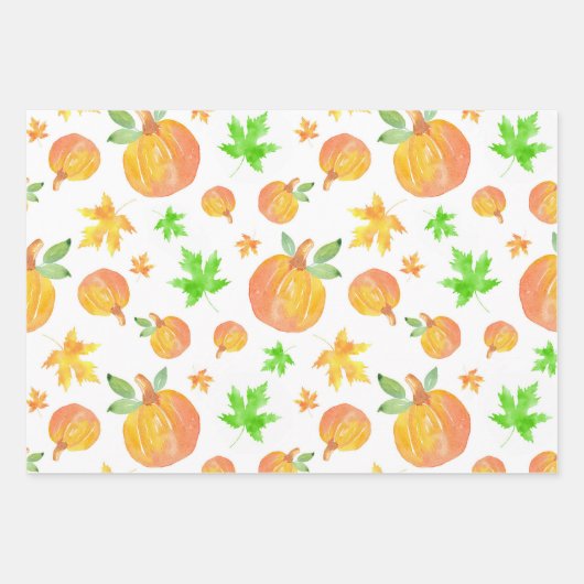 Wasserfarbenkürbis Geschenkpapier Set (Vorderseite 2)