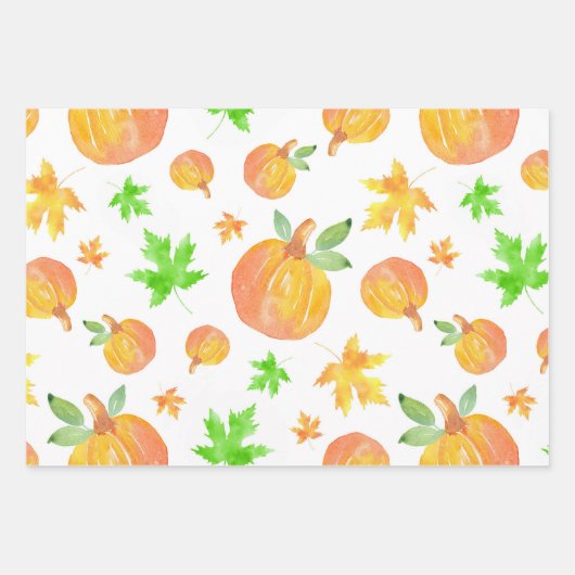 Wasserfarbenkürbis Geschenkpapier Set (Vorderseite)