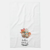 Wasserfarbenkürbis-Gewürzkaffee | Happy Fall Y'all Geschirrtuch (Vertikal)