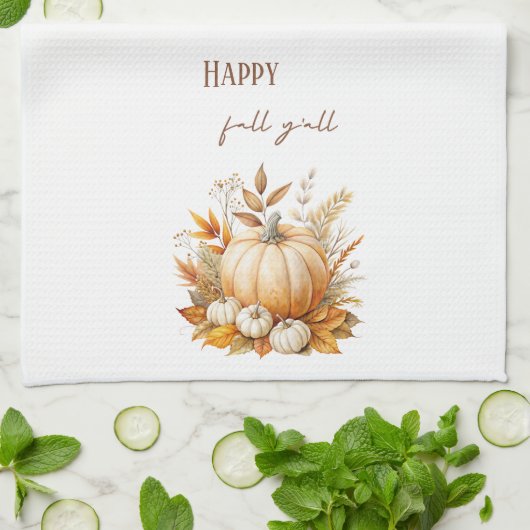 Wasserfarbenkürbis, glücklicher Fall Y'all Geschirrtuch (Gefaltet)