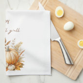 Wasserfarbenkürbis, glücklicher Fall Y'all Geschirrtuch (Viertel Falte)