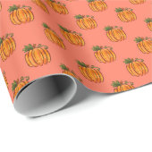 Wasserfarbenkürbis Gourmets auf Korallenrosa Geschenkpapier (Rolleneckpunkt)