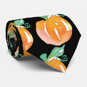 Wasserfarbenkürbis Halloween Black Krawatte (Gerollt)