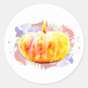 Wasserfarbenkürbis Halloween Little Fall Saison Runder Aufkleber