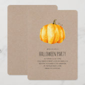 Wasserfarbenkürbis. Halloween-Party. Kraft Einladung (Vorne/Hinten)