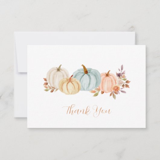Wasserfarbenkürbis Herbst | Babydusche Dankeskarte (Vorderseite)