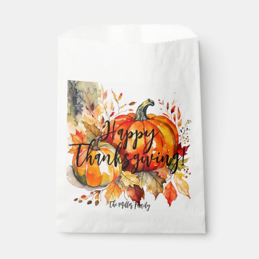 Wasserfarbenkürbis Herbst Blätter Thanksgivin Geschenktütchen (Vorderseite)