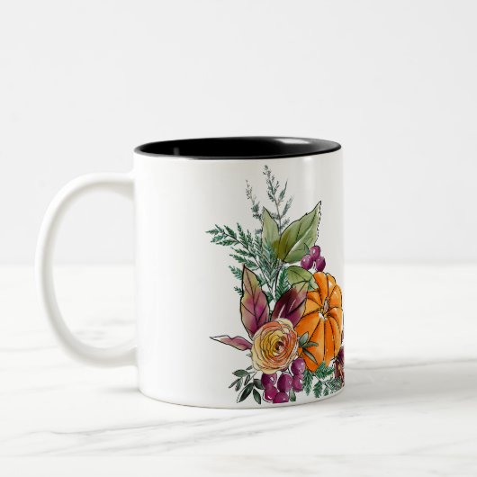 Wasserfarbenkürbis Herbst Zweifarbige Tasse (Links)