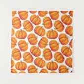 Wasserfarbenkürbis: Herbstpflanzenmuster. Wandteppich (Vorderseite (Horizontal))