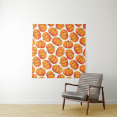 Wasserfarbenkürbis: Herbstpflanzenmuster. Wandteppich (Beispiel (Horizontal))