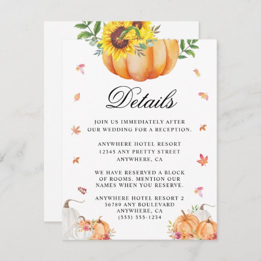 Wasserfarbenkürbis Hochzeitskarte Begleitkarte (Vorne/Hinten)