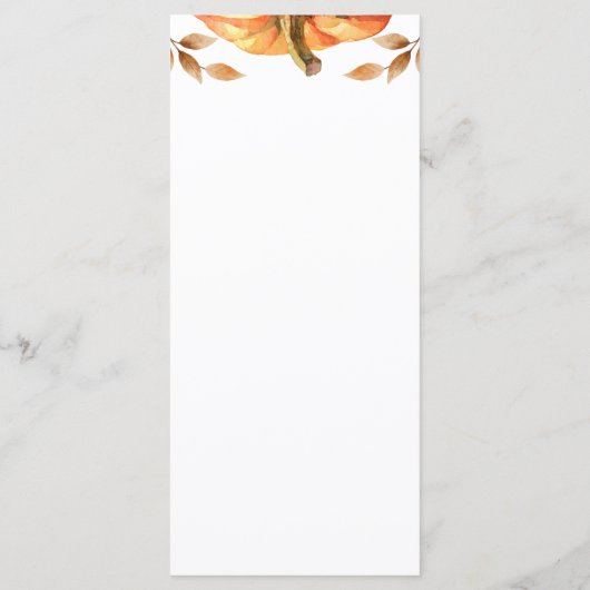 Wasserfarbenkürbis-Hochzeitsmenü Menükarte (Rückseite)