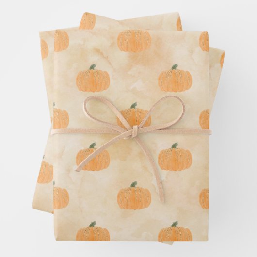 Wasserfarbenkürbis in Orange Geschenkpapier Set (Beispiel)