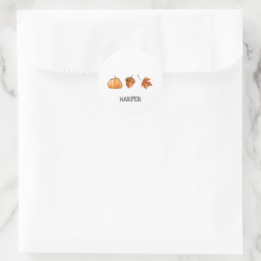 Wasserfarbenkürbis, Leaf und Acornfall Runder Aufkleber (Tasche)