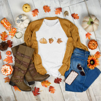 Wasserfarbenkürbis, Leaf und Acornfall T-Shirt