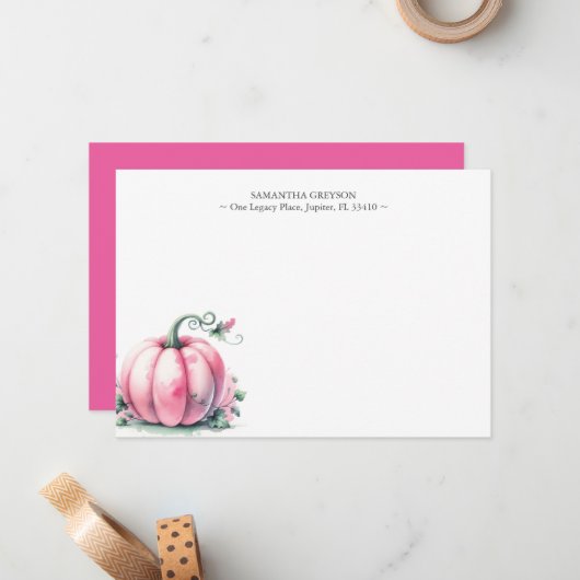 Wasserfarbenkürbis Maßgeschneiderte Mitteilungskar Mitteilungskarte (Vorderseite/Rückseite Beispiel)