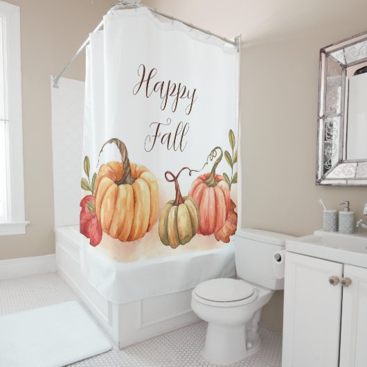 Wasserfarbenkürbis mit anpassbarem Text Duschvorhang (Beispiel)