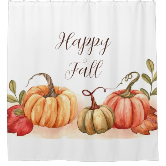 Wasserfarbenkürbis mit anpassbarem Text Duschvorhang (Vorderseite)