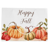 Wasserfarbenkürbis mit anpassbarem Text Große Geschenktüte (Rückseite)