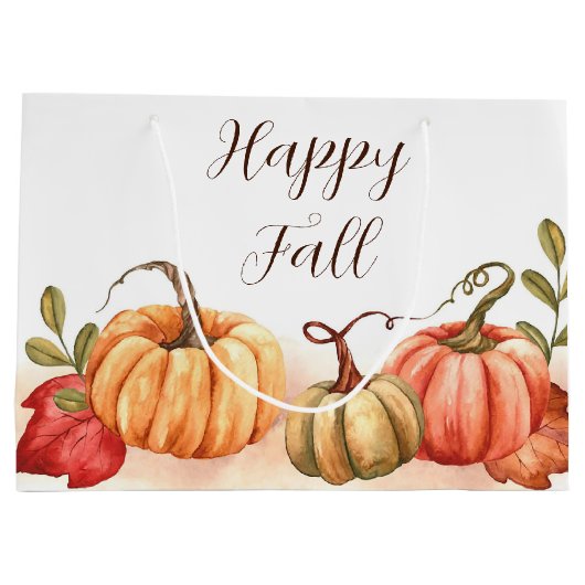 Wasserfarbenkürbis mit anpassbarem Text Große Geschenktüte (Rückseite)