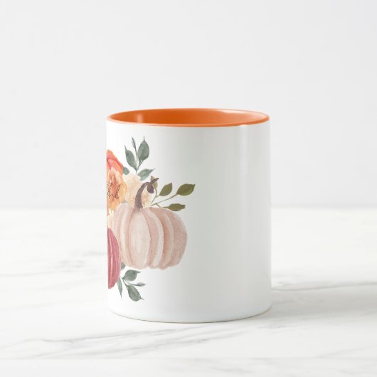 Wasserfarbenkürbis mit benutzerdefiniertem Text Tasse (Zentrum)