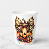 Wasserfarbenkürbis mit Bogen Pappbecher (Rückseite)