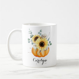 Wasserfarbenkürbis mit Sonnenblumen Personalisiert Kaffeetasse