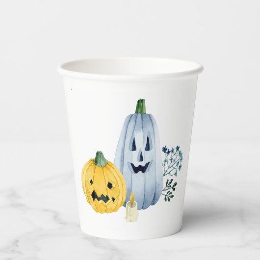 Wasserfarbenkürbis Pappbecher (Rückseite)