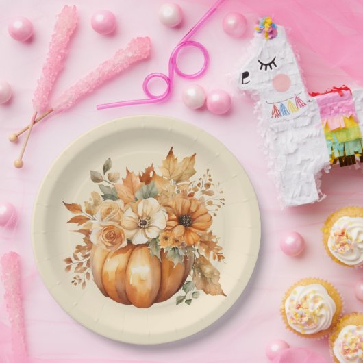 Wasserfarbenkürbis Pappteller (Party)