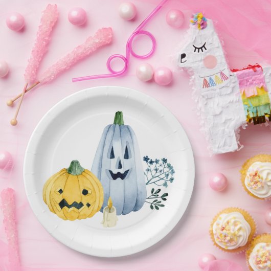Wasserfarbenkürbis Pappteller (Party)