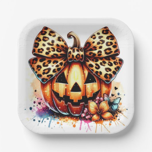 Wasserfarbenkürbis Pappteller (Vorderseite)