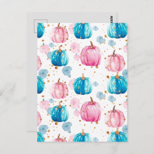 Wasserfarbenkürbis Postkarte (Vorne/Hinten)