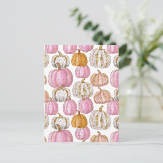 Wasserfarbenkürbis Postkarte (Stehend Vorderseite)