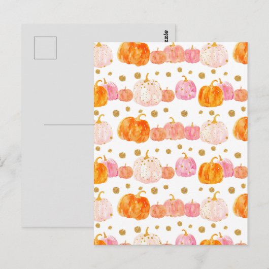 Wasserfarbenkürbis Postkarte (Vorne/Hinten)