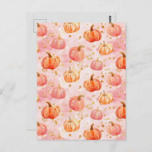 Wasserfarbenkürbis Postkarte (Vorne/Hinten)