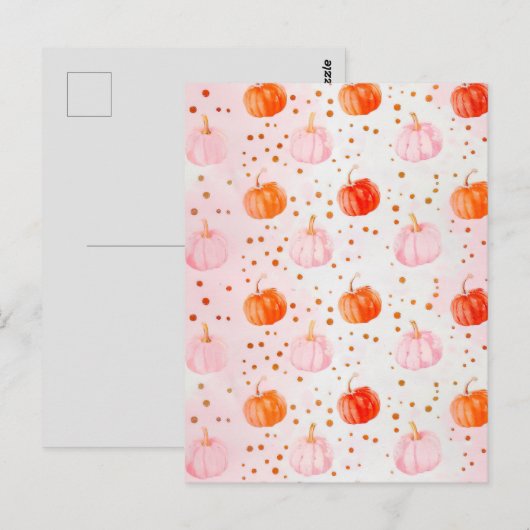 Wasserfarbenkürbis Postkarte (Vorne/Hinten)