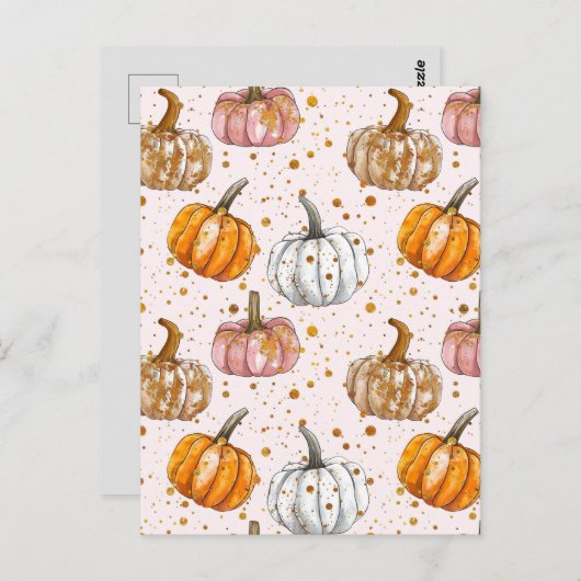 Wasserfarbenkürbis Postkarte (Vorne/Hinten)