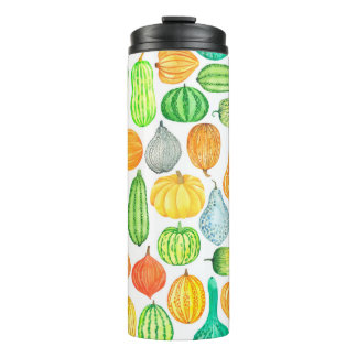 Wasserfarbenkürbis, Quetschnahtloses Muster Thermosbecher
