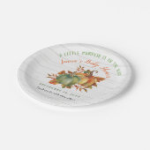 Wasserfarbenkürbis Rustikales Holz | Babydusche Pappteller (Schrägansicht)