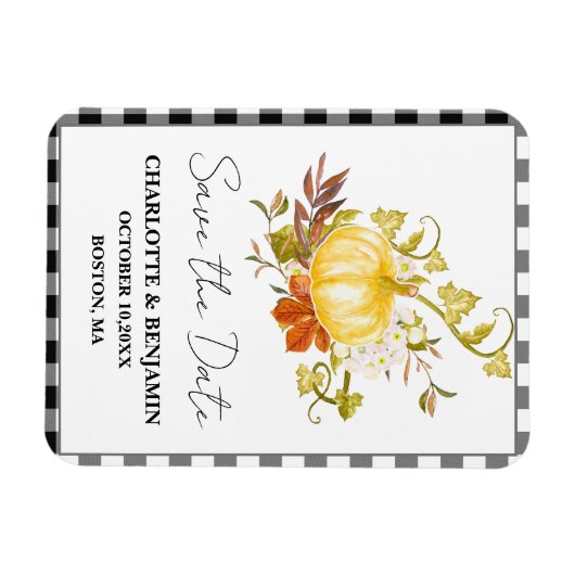 Wasserfarbenkürbis Save the Date Hochzeit im Herbs Magnet (Horizontal)