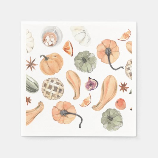 Wasserfarbenkürbis Serviette (Vorderseite)