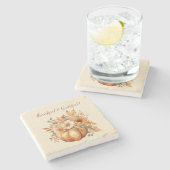 Wasserfarbenkürbis Steinuntersetzer (Seitenansicht)