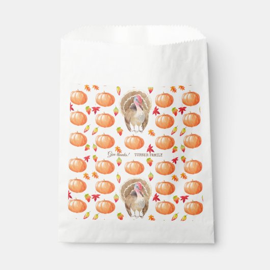 Wasserfarbenkürbis Türkei Pattern Erntedank Geschenktütchen (Vorderseite)