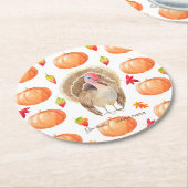 Wasserfarbenkürbis Türkei Pattern Erntedank Runder Pappuntersetzer (Angewinkelt)