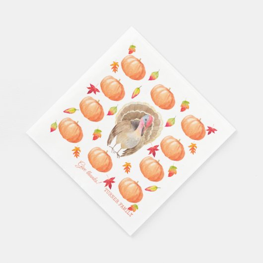 Wasserfarbenkürbis Türkei Pattern Erntedank Serviette (Ecke)