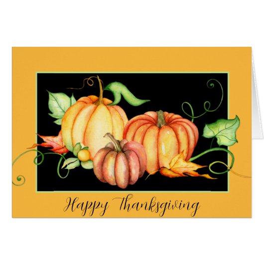 Wasserfarbenkürbis und Blätter (Vorderseite (Horizontal))