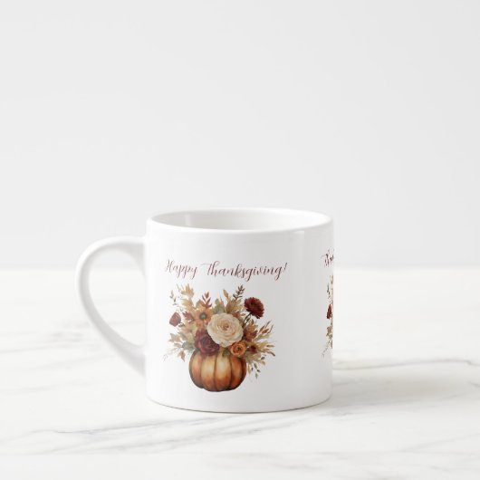 Wasserfarbenkürbis und Blume- Espressotasse (Links)