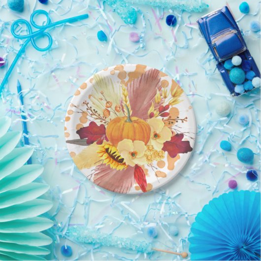 Wasserfarbenkürbis und Erntedank Pappteller (Party)