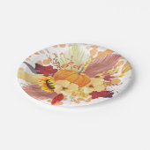 Wasserfarbenkürbis und Erntedank Pappteller (Schrägansicht)